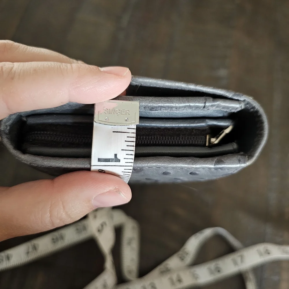 Furla Gray Ostrich Embossed Continental Quiet‎ Luxury Wallet